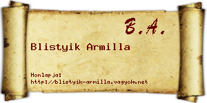 Blistyik Armilla névjegykártya